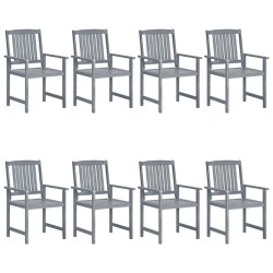 Chaises de jardin et coussins lot de 8 Bois acacia solide Gris 639278639278