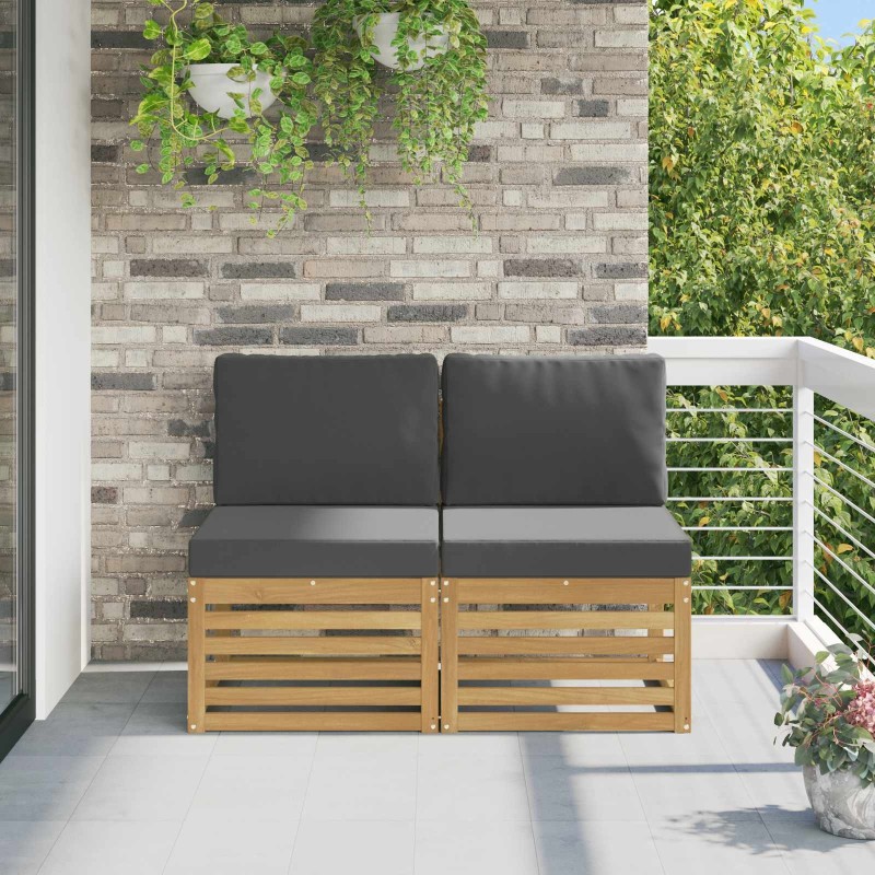 2 Pièce Sofa de milieu extérieur Bois d'Acacia Massif Blanc 639279639279