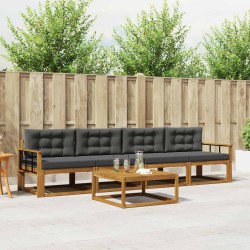 Ensemble de canapés d'extérieur 5 pcs Naturel et Anthracite 639289639289