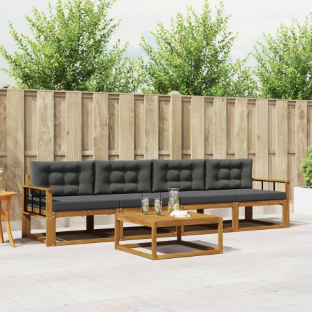 Ensemble de canapés d'extérieur 5 pcs Naturel et Anthracite 639289639289
