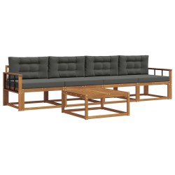 Ensemble de canapés d'extérieur 5 pcs Naturel et Anthracite 639289639289