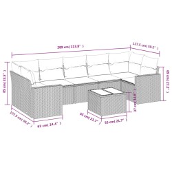 Salon de jardin 8 pcs avec coussins gris clair résine tressée 639290639290