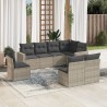 Salon de jardin 8 pcs avec coussins gris clair résine tressée 639297639297