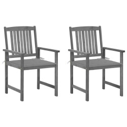 Chaises de jardin et coussins lot de 2 Gris Bois acacia massif 639302639302