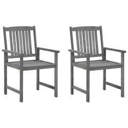 Chaises de jardin et coussins lot de 2 Gris Bois acacia massif 639302639302