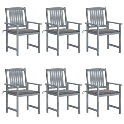 Chaises de jardin et coussins lot de 6 Bois acacia massif Gris 639304639304