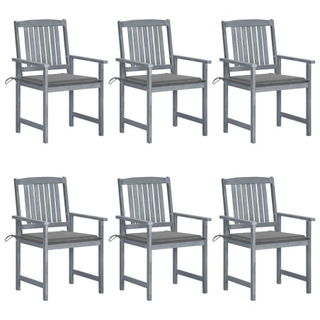 Chaises de jardin et coussins lot de 6 Bois acacia massif Gris 639304639304