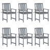 Chaises de jardin et coussins lot de 6 Bois acacia massif Gris 639304639304