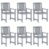Chaises de jardin et coussins lot de 6 Bois acacia massif Gris 639304639304