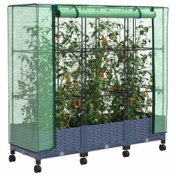 Jardinière de jardin avec couverture de serre et roues 3 pc PP 639308639308