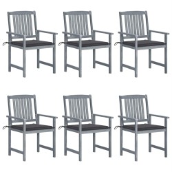 Chaises de jardin et coussins lot de 6 Bois acacia massif Gris 639318639318