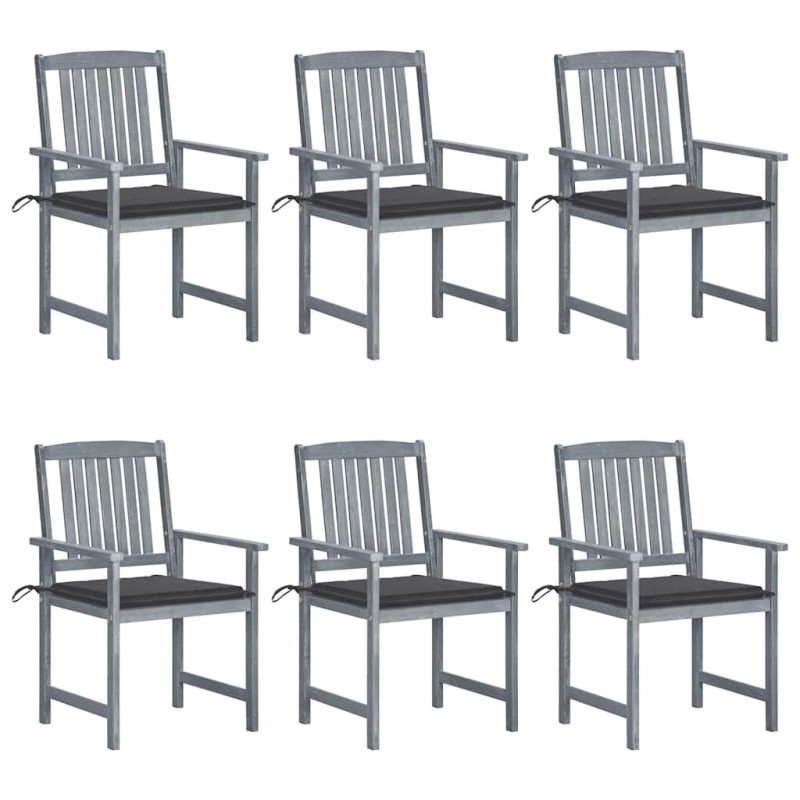 Chaises de jardin et coussins lot de 6 Bois acacia massif Gris 639318639318