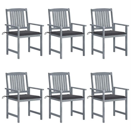 Chaises de jardin et coussins lot de 6 Bois acacia massif Gris 639318639318