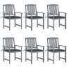 Chaises de jardin et coussins lot de 6 Bois acacia massif Gris 639318639318