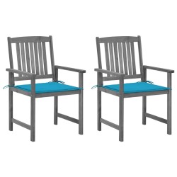 Chaises de jardin et coussins lot de 2 Gris Bois acacia massif 639319639319