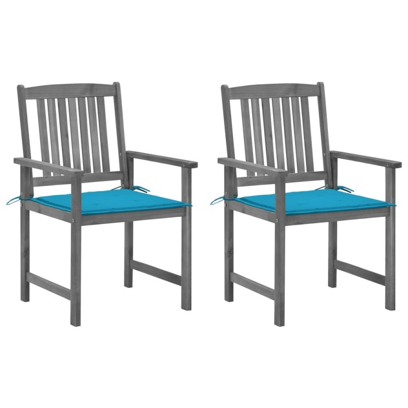 Chaises de jardin et coussins lot de 2 Gris Bois acacia massif 639319639319