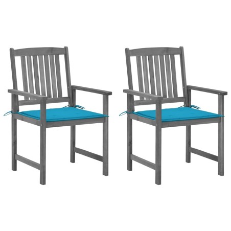 Chaises de jardin et coussins lot de 2 Gris Bois acacia massif 639319639319