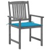 Chaises de jardin et coussins lot de 2 Gris Bois acacia massif 639319639319