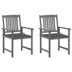 Chaises de jardin et coussins lot de 2 Gris Bois acacia massif 639320639320