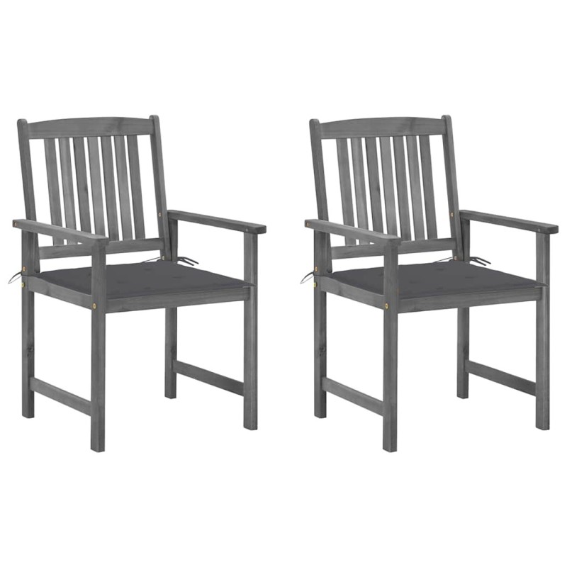 Chaises de jardin et coussins lot de 2 Gris Bois acacia massif 639320639320