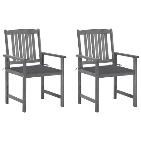 Chaises de jardin et coussins lot de 2 Gris Bois acacia massif 639320639320