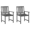 Chaises de jardin et coussins lot de 2 Gris Bois acacia massif 639320639320