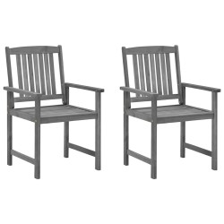 Chaises de jardin et coussins lot de 2 Gris Bois acacia massif 639320639320