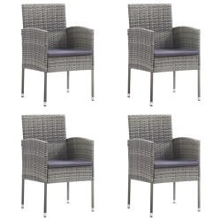Chaises de jardin coussins gris foncé 4 pcs gris résine tressée 639321639321