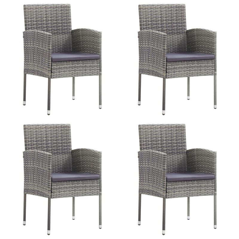 Chaises de jardin coussins gris foncé 4 pcs gris résine tressée 639321639321