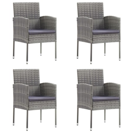 Chaises de jardin coussins gris foncé 4 pcs gris résine tressée 639321639321