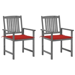 Chaises de jardin et coussins lot de 2 Gris Bois acacia massif 639322639322