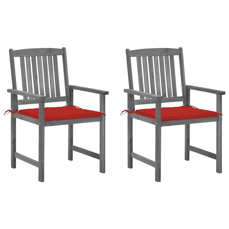 Chaises de jardin et coussins lot de 2 Gris Bois acacia massif 639322639322