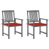 Chaises de jardin et coussins lot de 2 Gris Bois acacia massif 639322639322