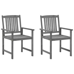 Chaises de jardin et coussins lot de 2 Gris Bois acacia massif 639322639322