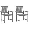Chaises de jardin et coussins lot de 2 Gris Bois acacia massif 639322639322