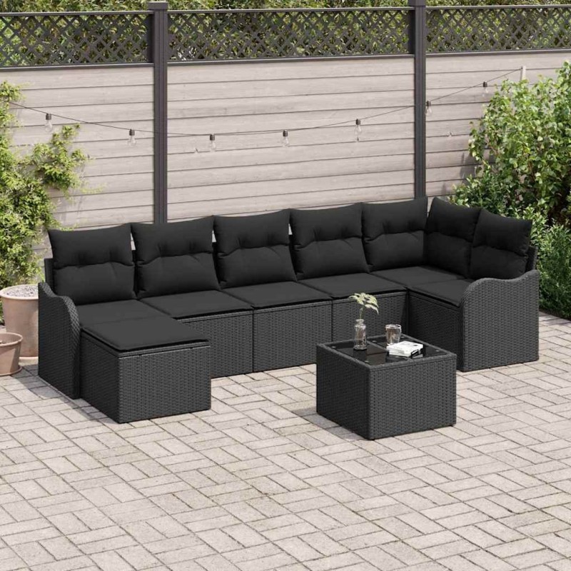 Ensemble de canapé de jardin Noir polyrotin 639324639324