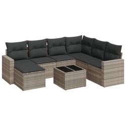 Salon de jardin 8 pcs avec coussins gris clair résine tressée 639331639331