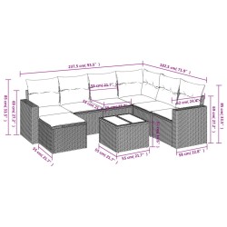 Salon de jardin 8 pcs avec coussins gris clair résine tressée 639331639331
