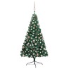 Demi-arbre de Noël artificiel pré-éclairé et boules vert 240 cm 639339639339