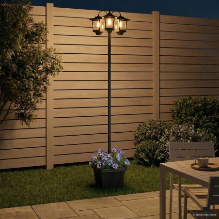 Lampadaire 3 brins avec jardinière Noir 32 x 32 x 188 cm 639341639341