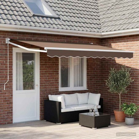 Auvent rétractable Taupe 4 × 3 m 100% Polyester et Aluminium 639343639343