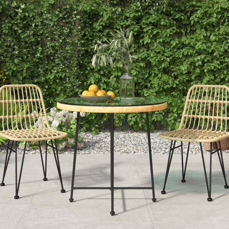 Table de salle à manger Ø80 cm Verre trempé et acier 639347639347