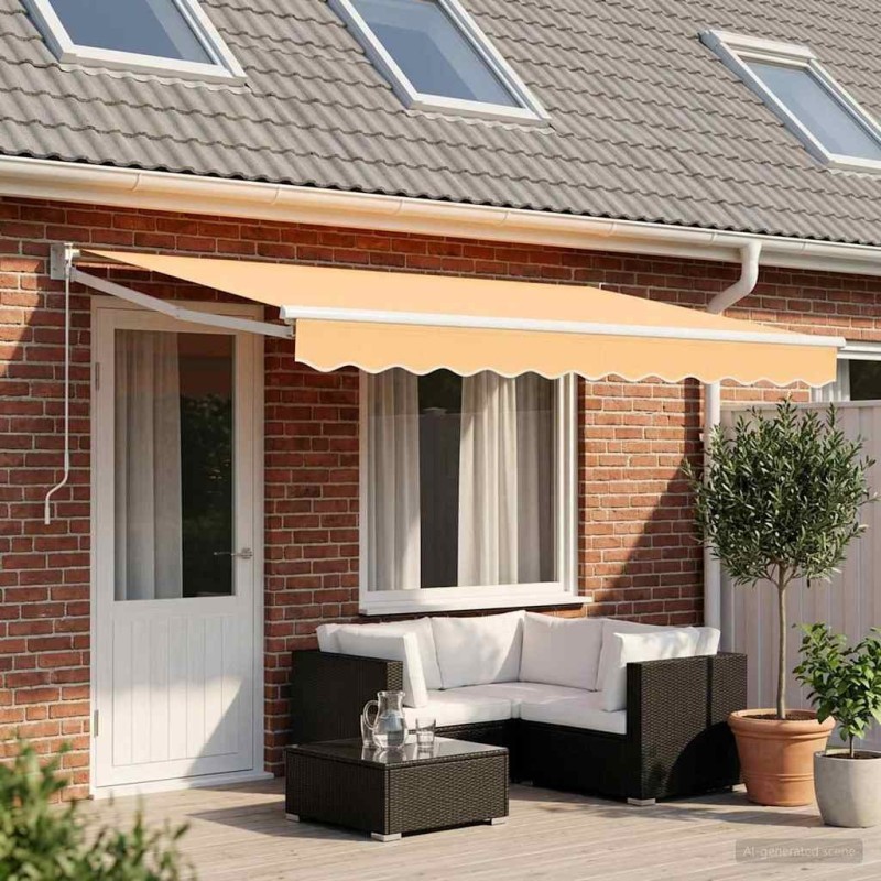 Auvent rétractable Sable 4 × 3 m 100% Polyester et Aluminium 639355639355