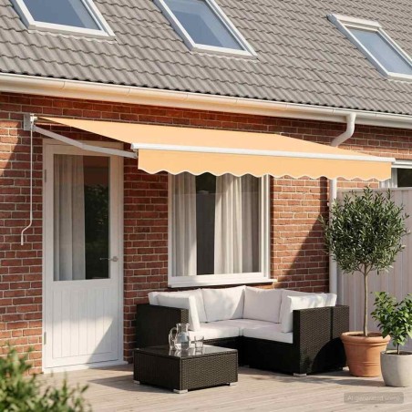 Auvent rétractable Sable 4 × 3 m 100% Polyester et Aluminium 639355639355
