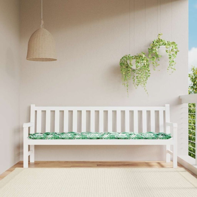 Coussin de banc de jardin à motif de feuilles 200 x 50 x 7 cm tissu Oxford 639365639365