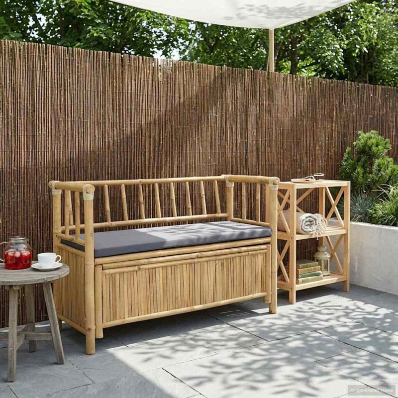 Banc de Rangement de Jardin 110 x 47 x 80 cm Bambou Naturel 639370639370