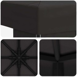Pavillon 3 x 3 m Anthracite Polyester et Acier 190 gsm 639381639381