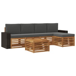 Ensemble de canapés d'extérieur 6 pcs Naturel et Anthracite 639389639389