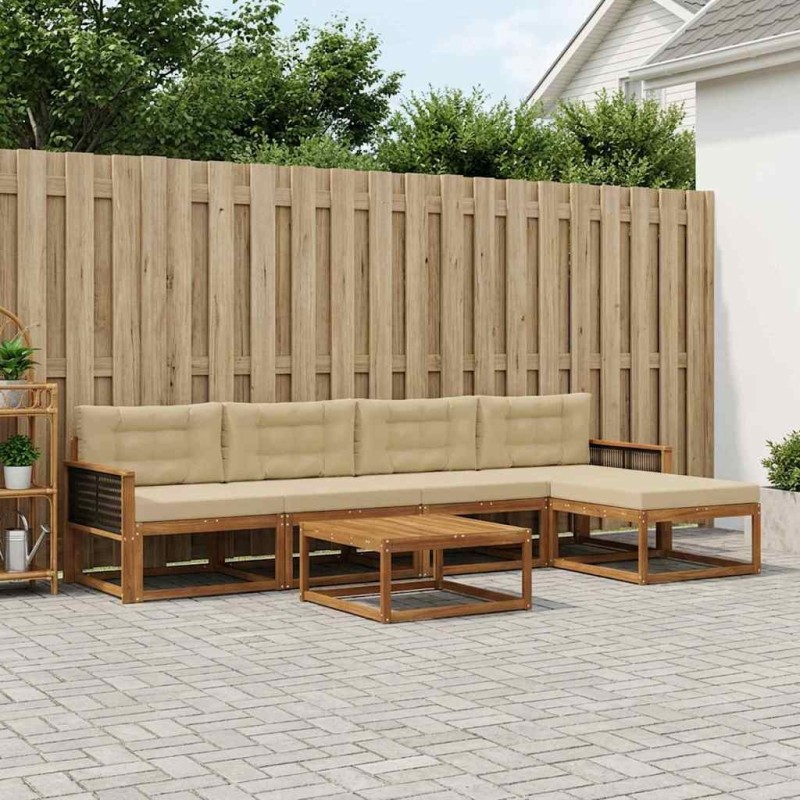 Ensemble de canapés d'extérieur 6 pcs Naturel et Beige 639391639391