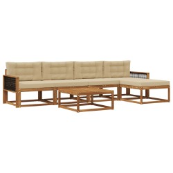 Ensemble de canapés d'extérieur 6 pcs Naturel et Beige 639391639391